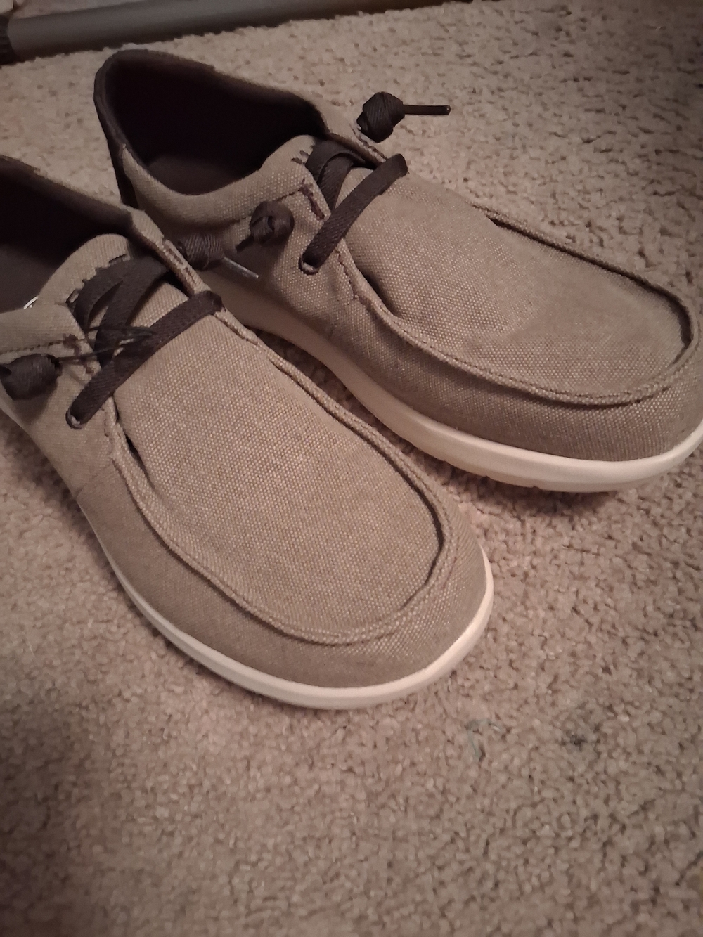 Ariat Olive Canvas Slip-On Loafers with Dark Laces